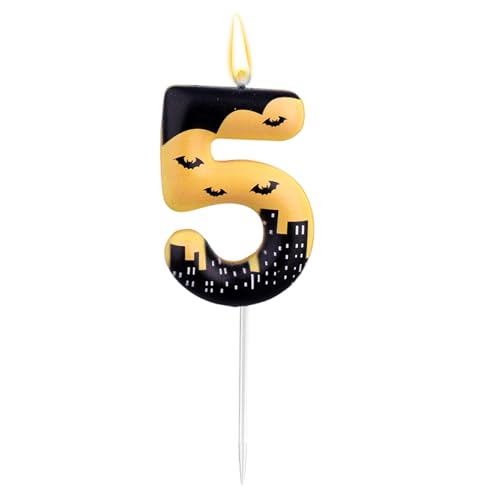 Vela de Cumpleaños con Número de Murciélago, Vela Cumpleaños con Temática Héroe Decoración...