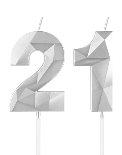 mciskin Velas plateadas de 21 cumpleaños, decoraciones de 21 cumpleaños para niñas y niños,vela...