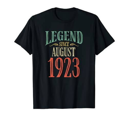 Leyenda desde agosto 1923 Diseño de cumpleaños Camiseta