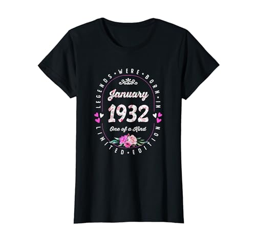 Cumpleaños Floral - Las Leyendas nacen en Enero de 1932 Camiseta
