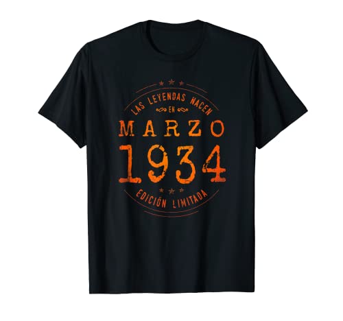89 años Cumpleaños Las Leyendas nacen en Marzo de 1934 Camiseta