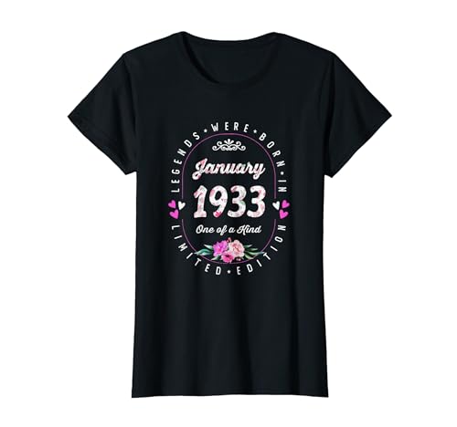 Cumpleaños Floral - Las Leyendas nacen en Enero de 1933 Camiseta
