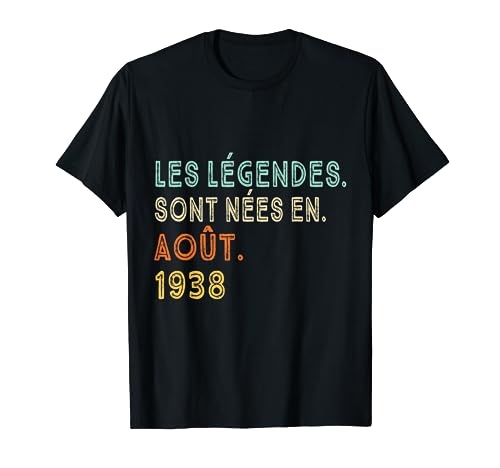 Clásico 84 Años Cumpleaños Leyendas agosto 1938 Camiseta