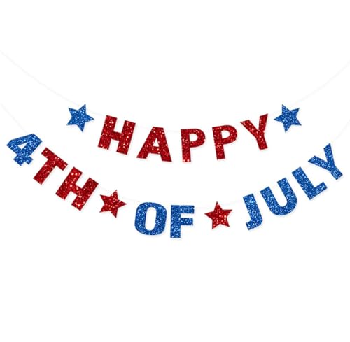 Cartel de feliz 4 de julio, pancarta del Día de la Independencia, decoración colgante temática...