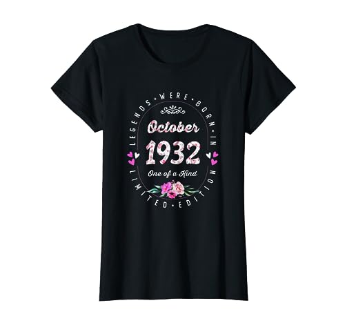 Cumpleaños Floral - Las Leyendas nacen en Octubre de 1932 Camiseta