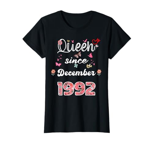 Reina desde diciembre de 1992 flores 1992 Diciembre Cumpleaños Camiseta