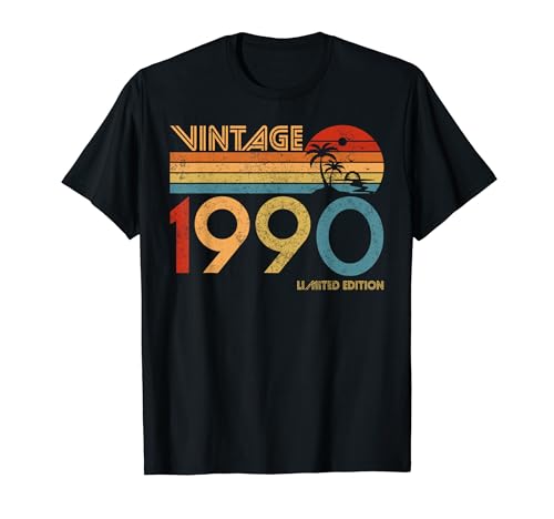 Vintage 1990 Edición Limitada Retro Cumpleaños 34 Años Camiseta