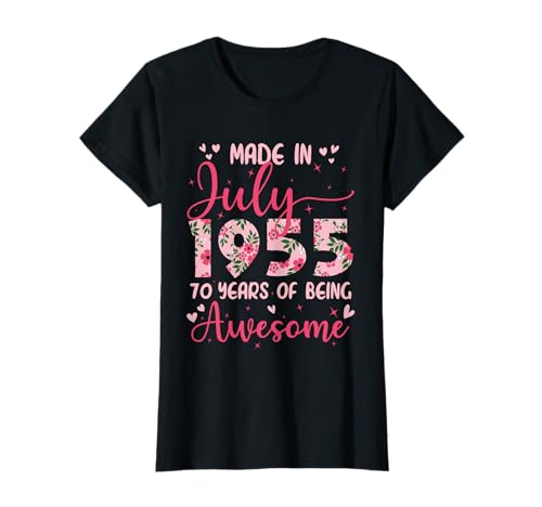 Julio 1955 Cool Regalo Cumpleaños 70 Años Para Mujeres Camiseta