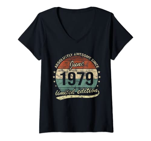 Mujer Fantastico desde Junio 1979 Hombre o Mujer Cumpleaños Camiseta Cuello V