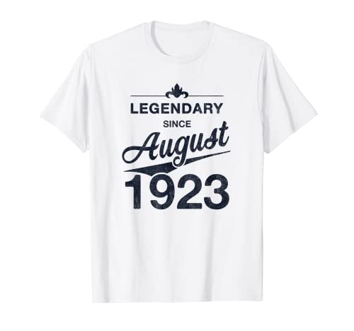 100 cumpleaños Nacido en Agosto de 1923 Vintage 100 años Camiseta