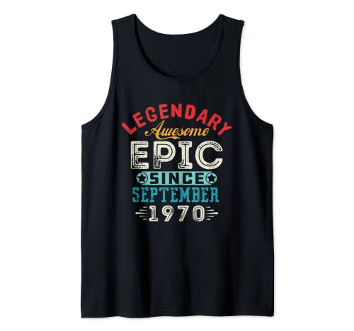 Septiembre 1970 Fiesta de cumpleaños Vintage Regalos para 49 años Camiseta sin Mangas