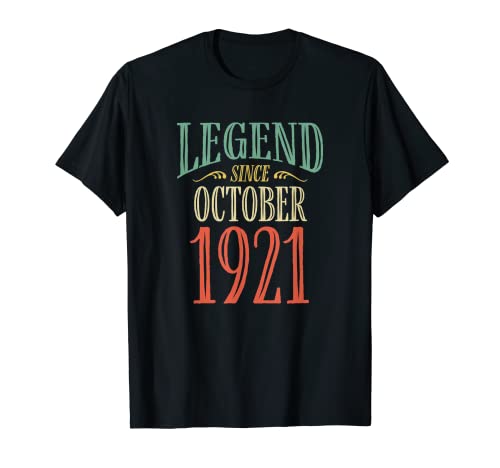 Leyenda desde octubre 1921 Diseño de cumpleaños Camiseta