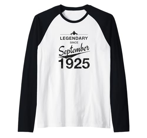 100 cumpleaños Nacido en Septiembre de 1925 Vintage 100 años Camiseta Manga Raglan