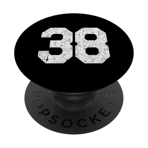 #38 Jersey Uniforme Varsity Sports Number, 38 cumpleaños PopSockets PopGrip Adhesivo