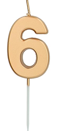 Folat B.V.- Folat 24146 Velas Vela Número 6 Dorado-5 cm Adornos para Pasteles cumpleaños,...