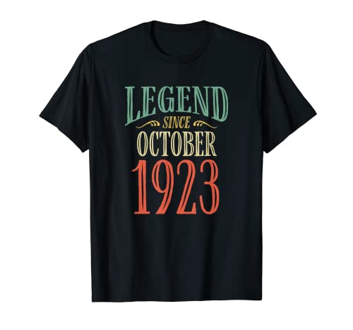 Leyenda desde octubre de 1923 Diseño de cumpleaños Camiseta
