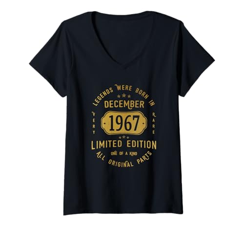 Mujer Legends Were Born In December 1967 Cumpleaños Camiseta Cuello V