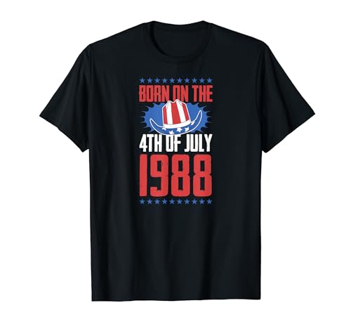 Nacido el 4 de julio de 1988 Año de nacimiento USA Fiesta de cumpleaños Camiseta