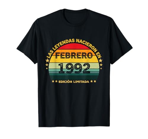 34 Años Cumpleaños Vintage Nacido En Febrero 1992 Camiseta