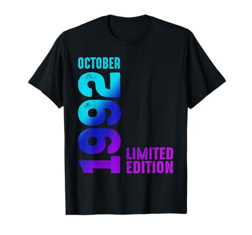 Octubre 1992 Edición Limitada Cumpleaños 1992 Camiseta