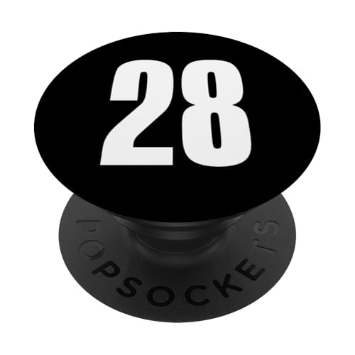 Número Veintiocho #28 Uniforme de Equipo Deportivo Cumpleaños 28 PopSockets PopGrip Adhesivo