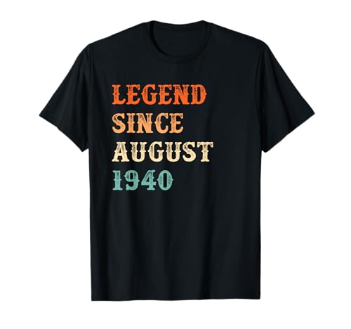 Leyenda Desde Agosto de 1940 Regalos de 80 cumpleaños con 80 años Camiseta