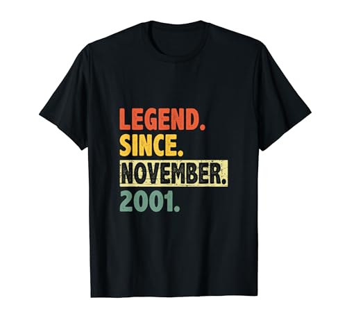 Leyenda del cumpleaños número 22 desde noviembre de 2001 22 años Camiseta