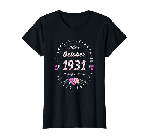 Cumpleaños Floral - Las Leyendas nacen en Octubre de 1931 Camiseta