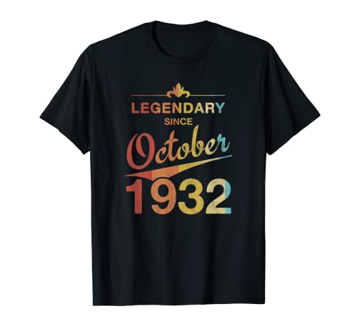 90 cumpleaños Nacido en Octubre de 1932 Vintage 90 años Camiseta