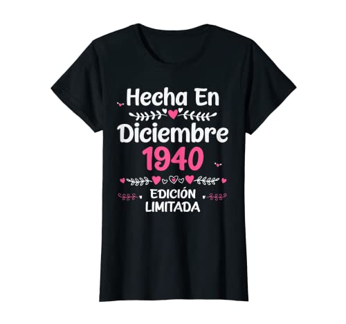 83 Años Regalo de Cumpleaños 1940 Mujer 83 Años Diciembre Camiseta