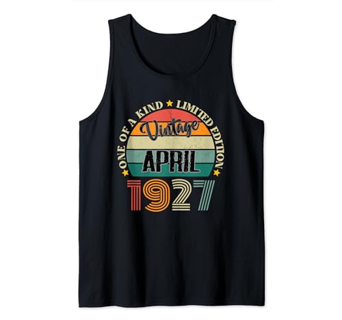 97 Años Vintage Abril 1927 97 Cumpleaños Retro Camiseta sin Mangas