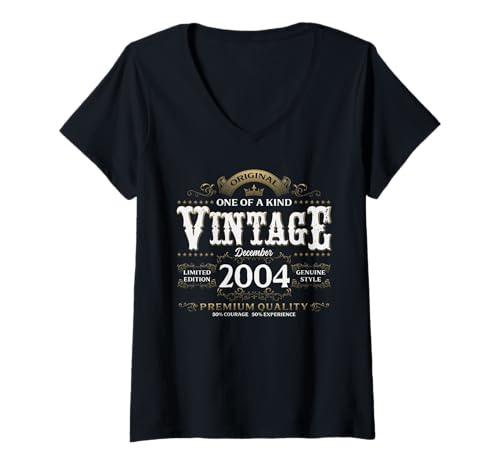 Mujer 21 cumpleaños Hombre Mujer Regalo Diciembre 2004 Camiseta Cuello V