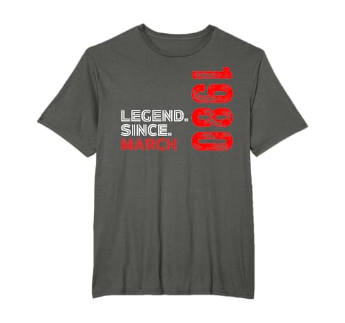 Nacido en marzo de 1980 Leyenda de cumpleaños vintage desde marzo de 1980 Camiseta