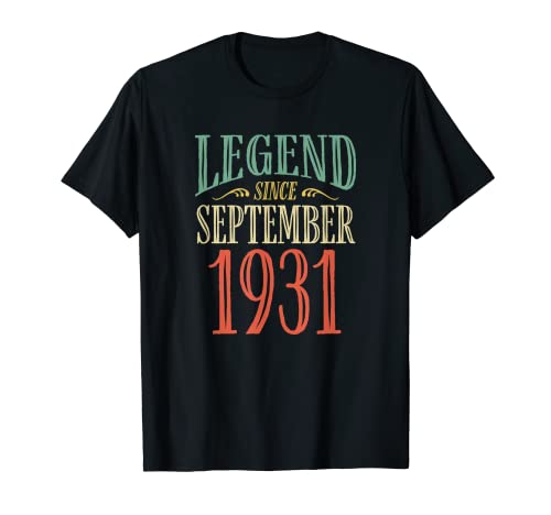 Leyenda desde septiembre 1931 Diseño de cumpleaños Camiseta