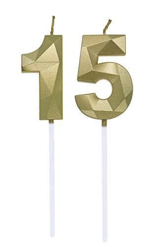 Velas de Cumpleaños - Vela para 15 Años y 51 Aniversario de Bodas, Decoración de Tartas con...