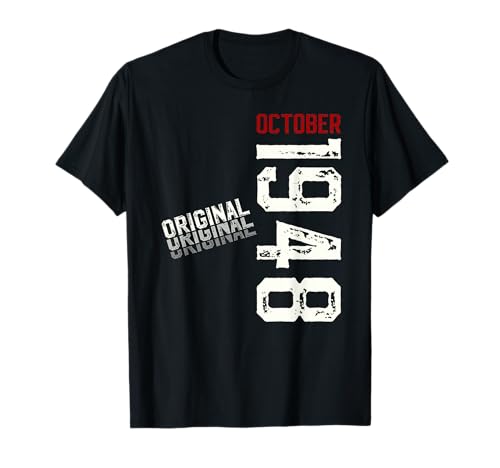 77 cumpleaños Hombre Mujer Regalo Octubre 1948 Camiseta