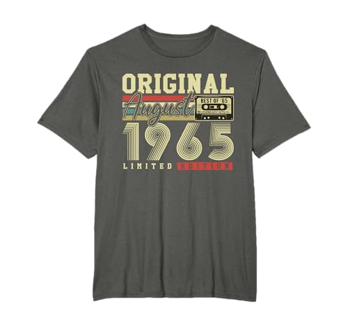 Regalo 60 Años Cumpleaños Original Agosto 1965 Vintage Camiseta