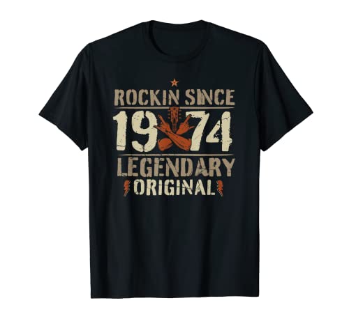 Regalo de cumpleaños vintage de heavy metal de rock and roll de 1974 Camiseta