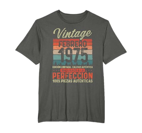 Febrero 1975 Vintage Regalo 50 Años Cumpleaños Hombre Camiseta