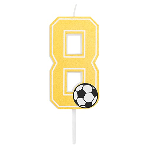 Horeca Collection - Vela Fútbol Número 8-7,5 Cm - Velas de Cumpleaños - Vela Numérica para...