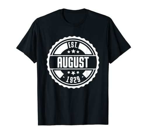 EST Agosto 1929 Feliz Cumpleaños Regalo Vintage Retro Camiseta