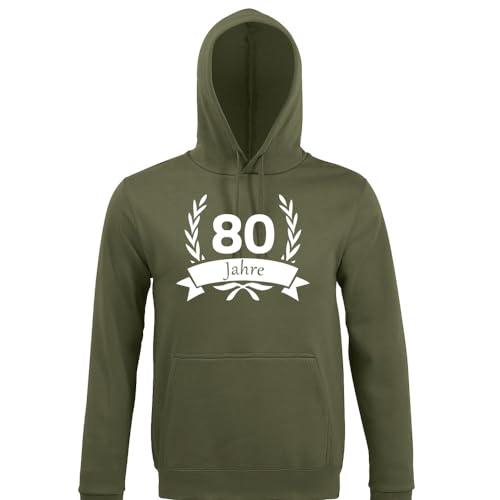 shirt84 80 cumpleaños en la corona de laurel hombres sudadera con capucha, militar, XL