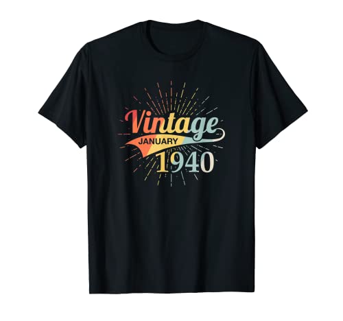 Vintage enero 1940 80 cumpleaños Camiseta