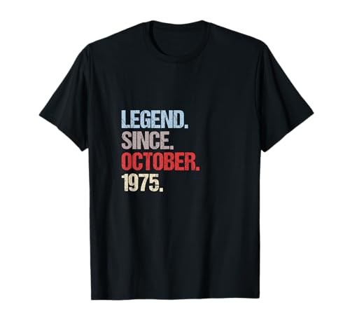 Leyenda Desde Octubre 1975 Cumpleaños Vintage Camiseta