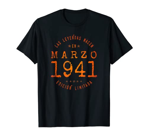82 años Cumpleaños Las Leyendas nacen en Marzo de 1941 Camiseta