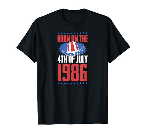 Nacido el 4 de julio de 1986 Año de nacimiento USA Fiesta de cumpleaños Camiseta