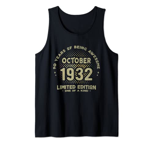 Regalo 90 años Cumpleaños Hombre Mujer - Octubre 1932 Camiseta sin Mangas