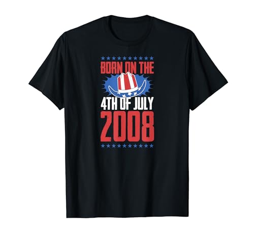Nacido el 4 de julio de 2008 Año de nacimiento USA Fiesta de cumpleaños Camiseta