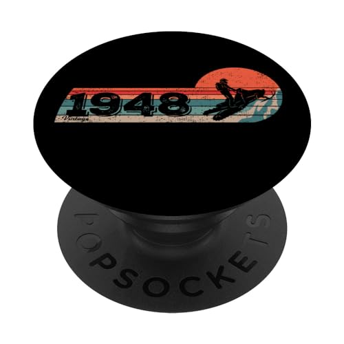 Piloto de Motos de Nieve Cumpleaños Nacido 1948 Motonieve PopSockets PopGrip Adhesivo