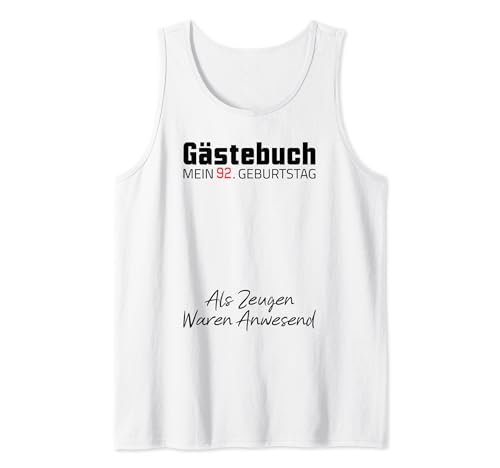 Gästebuch Mein 92. Geburtstag Libro de visitas Firma Camiseta sin Mangas